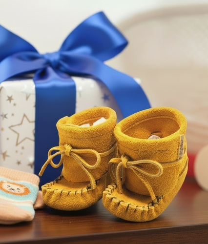 Baby Wrap A Round Moccasins - Tan
