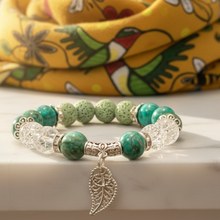 Load image into Gallery viewer, Green Howlite Bracelet with Yellow Hummingbird Scarf