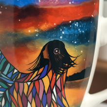 Load image into Gallery viewer, Close-up detail of Mother &amp; Daughter Indigenous artwork on mug