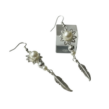 Load image into Gallery viewer, Mocs N More Earrings - Pearl Flower &amp; Feather