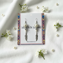 Load image into Gallery viewer, Pearl flower and feather earrings flat lay with white flowers