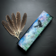 Load image into Gallery viewer, Eagle Moon Keeper II - top view styled flat lay with eagle feathers