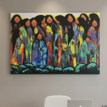 Load image into Gallery viewer, Where the Ancestors Meet wall plaque by Jackie Traverse displayed on a white wall