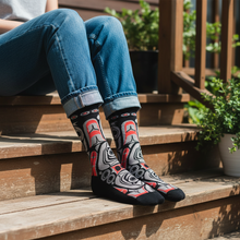 Load image into Gallery viewer, ART SOCKS - Matriarch Bear lifestyle photo, front porch