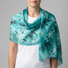 Load image into Gallery viewer, Angels Surround Dragonflies Eco Scarf by Jessica McCallum-Miller