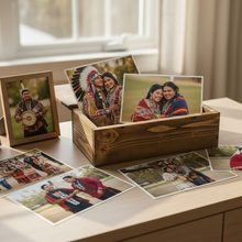 Load image into Gallery viewer, Indigenous wedding keepsake - open box with ceremonial wedding photos