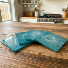 Load image into Gallery viewer, Inner Depths Coasters - Pearl Swirl Rustic Table