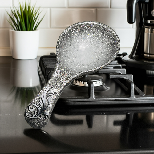 NEW Spoon Rest - Silver Feather