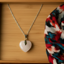 Load image into Gallery viewer, Rose Quartz Heart Necklace - Authentic Gemstone Pendant