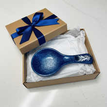 Load image into Gallery viewer, Kraft box with blue bow overhead