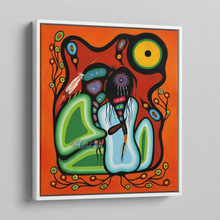 Load image into Gallery viewer, Love canvas in a white frame on a grey wall