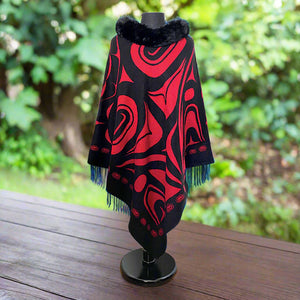 NEW Faux Fur Collar Cape - Raven