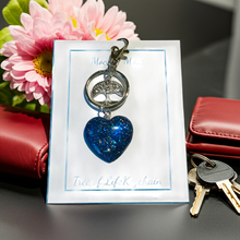 Load image into Gallery viewer, Royal Blue Heart Tree of Life Keychain - Hand-Poured Epoxy Resin