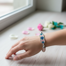 Load image into Gallery viewer, Rose quartz bracelet on wrist - variation 1