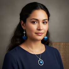 Load image into Gallery viewer, Sapphire Blue Set on Indigenous model - navy blue blouse