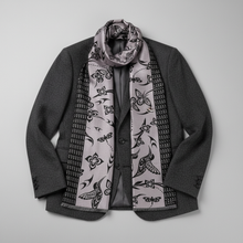 Load image into Gallery viewer, Scarf on charcoal grey jacket