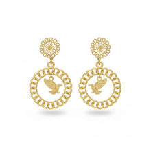 Load image into Gallery viewer, Soaring Eagle Filigree Hoop Earrings - White Background