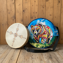 Load image into Gallery viewer, Spirit Bear Drum Bag - Rustic Background