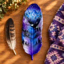 Load image into Gallery viewer, Tray with eagle feather and purple patterned cloth