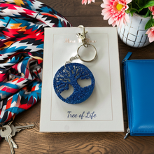 Load image into Gallery viewer, Tree of Life Royal Blue Keychain - Handcrafted Epoxy Resin