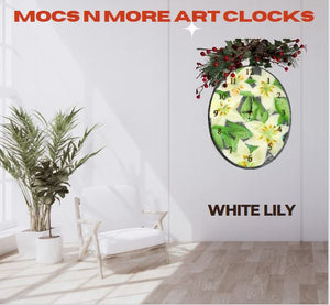 Clocks - Hand Painted Originals - White Lily