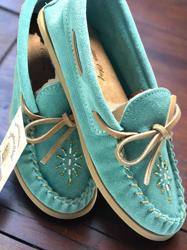 Ladies Moccasins - Laurentian Chief Turquoise CLEARANCE 10% OFF