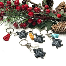 Load image into Gallery viewer, Mocs N More - Turtle Keychains Metallic Black