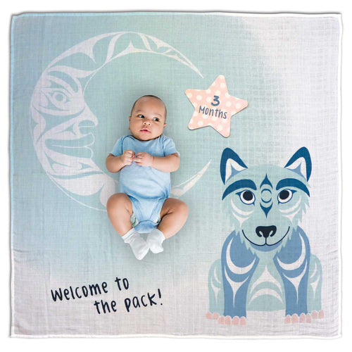 Baby Blanket & Milestone Set - Wolf